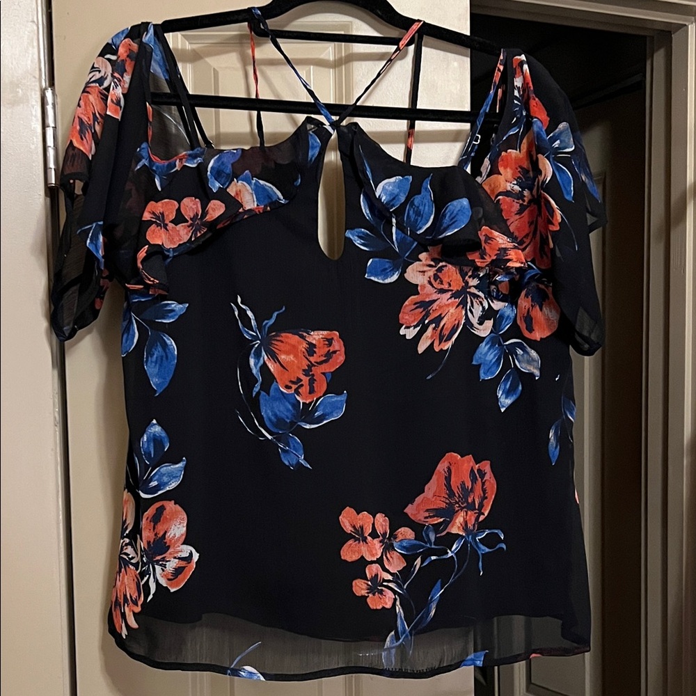 Lily White Black and Red Floral Blouse